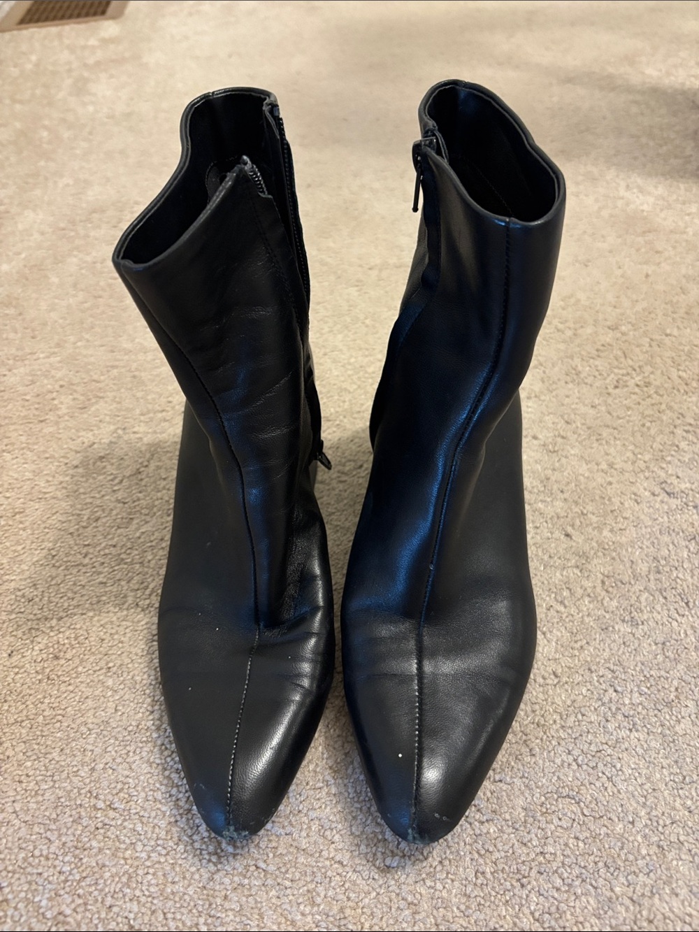 Zara Black Pointed Toe Slim Ankle Boots with Inner Zipper